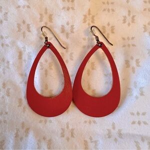EUC Nickel & Suede Orange Cutout Teardrop earrings